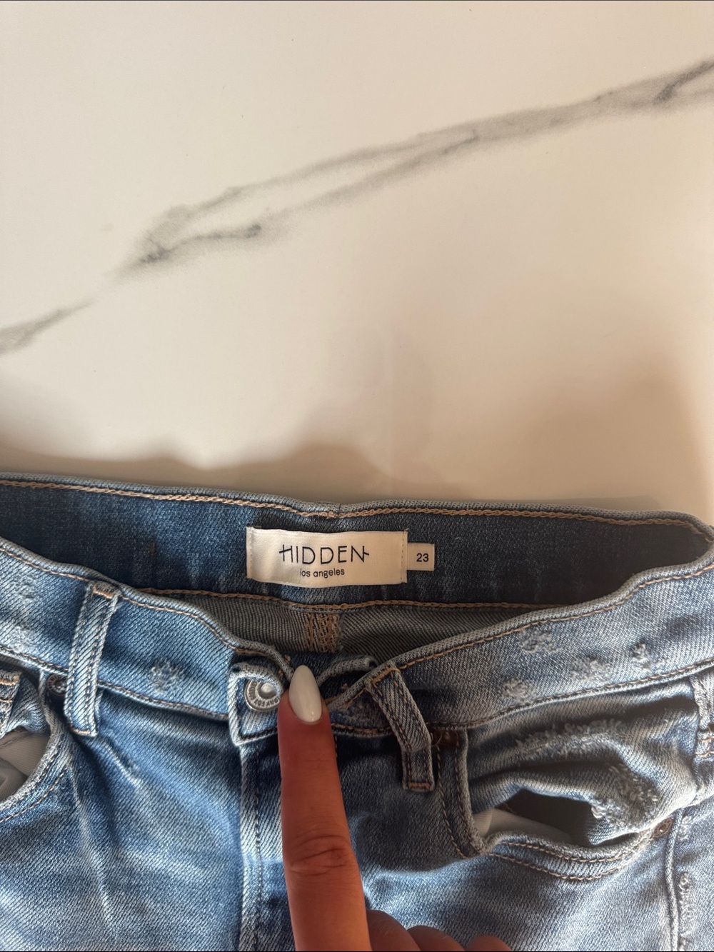 Women's Blue Distressed Wide-Leg Jeans - Picture 2 of 3